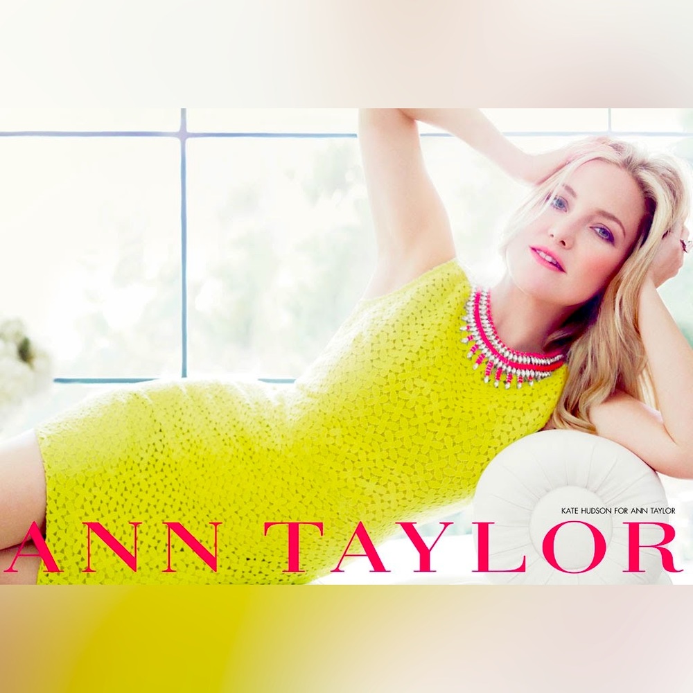 Ann Taylor Neon Yellow Daisy Flower Sheath Dress
